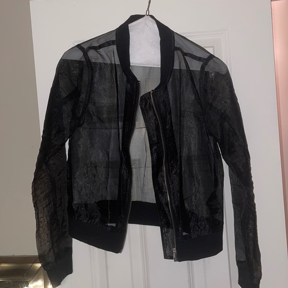 H&M Jackets & Blazers - Sheer black jacket zip up